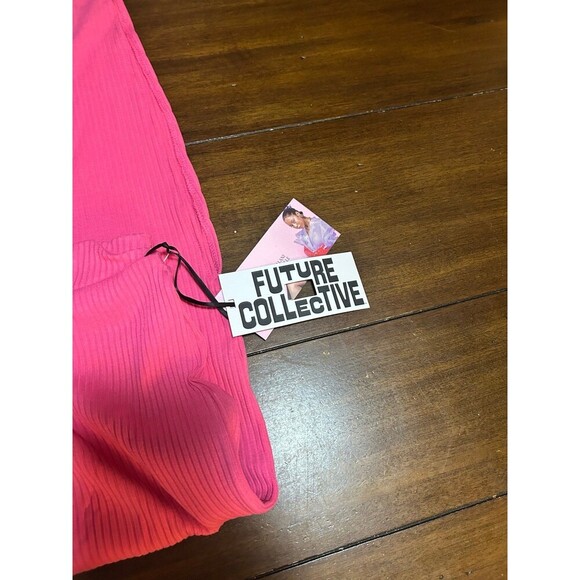 Women's Cross Waist Rib-Knit MIDI Skirt Future Collective w/ Alani Noelle Size L - Picture 3 of 4